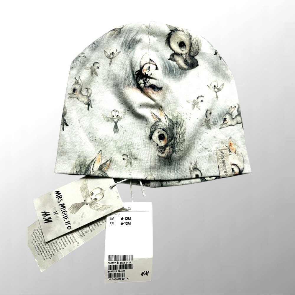 NWT, H&M x Mrs. Mighetto Baby Bunny Beanie / Size: 6-12 Months